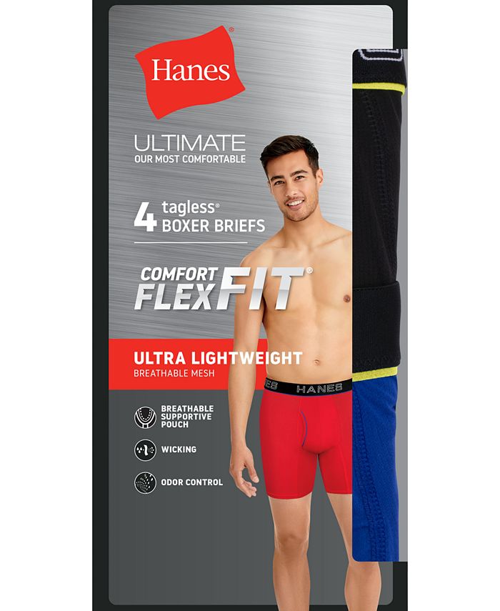 Hanes Ultimate Comfort Blend Mens 4 Pack Boxer Briefs