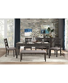 Waite 6pc Dining Set (Dining Table, 4 Side Chairs & Bench)