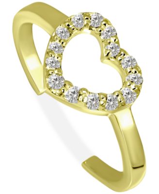 Cubic Zirconia Heart Toe Ring