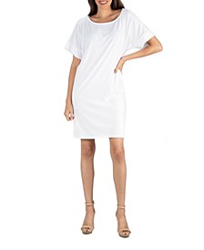 Women's Loose Fit T-shirt Dress with Boat Neck