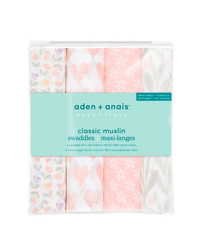 aden by aden + anais Baby Girls Printed Swaddle Blankets, Pack of 4 Macy's