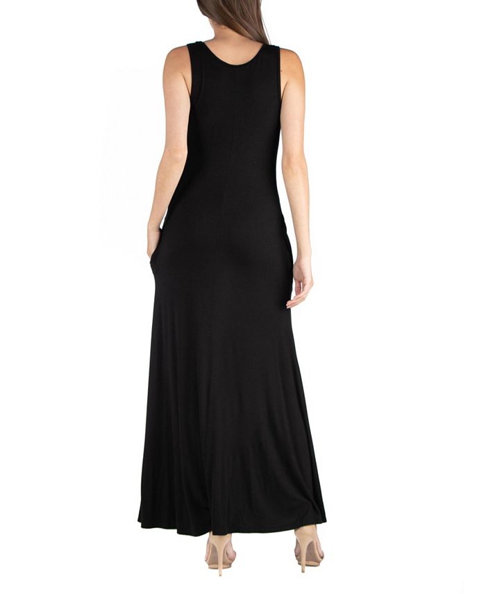 24seven Comfort Apparel Women's Scoop Neck Sleeveless Maxi Dress with ...