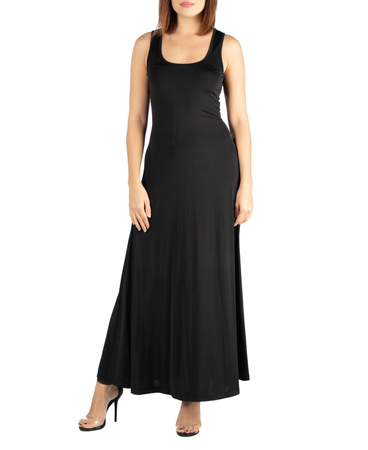 Women's Slim Fit A-Line Sleeveless Maxi Dress - Black