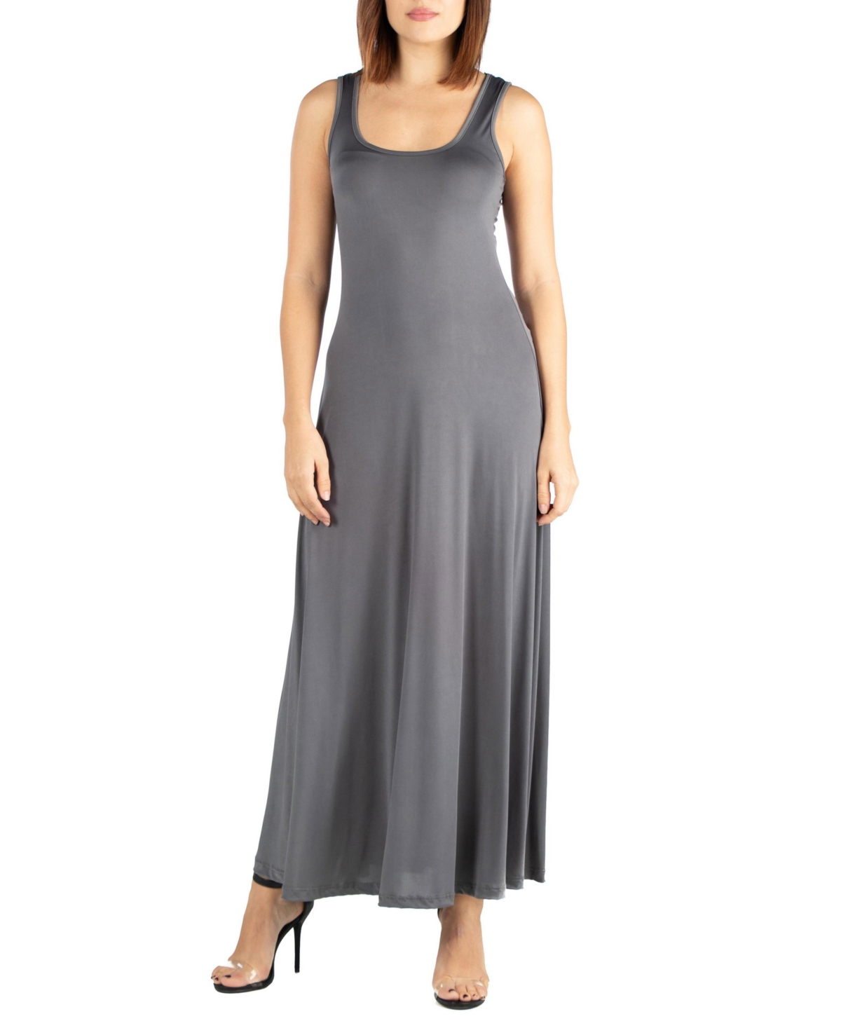 Women's Slim Fit A-Line Sleeveless Maxi Dress - Gray