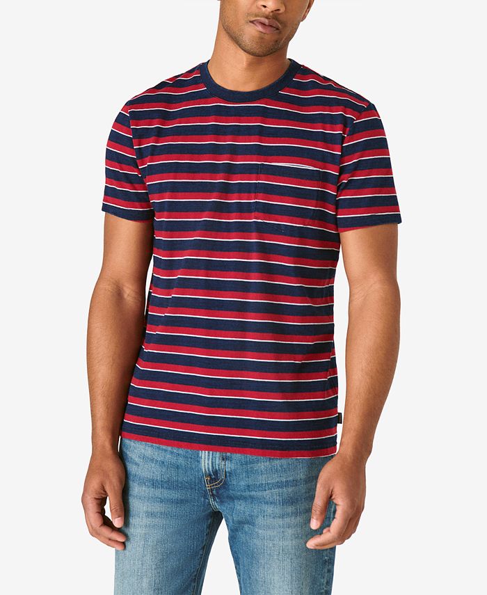 Lucky Brand Men's Indigo Stripe Pocket Crew T-Shirt - Macy's