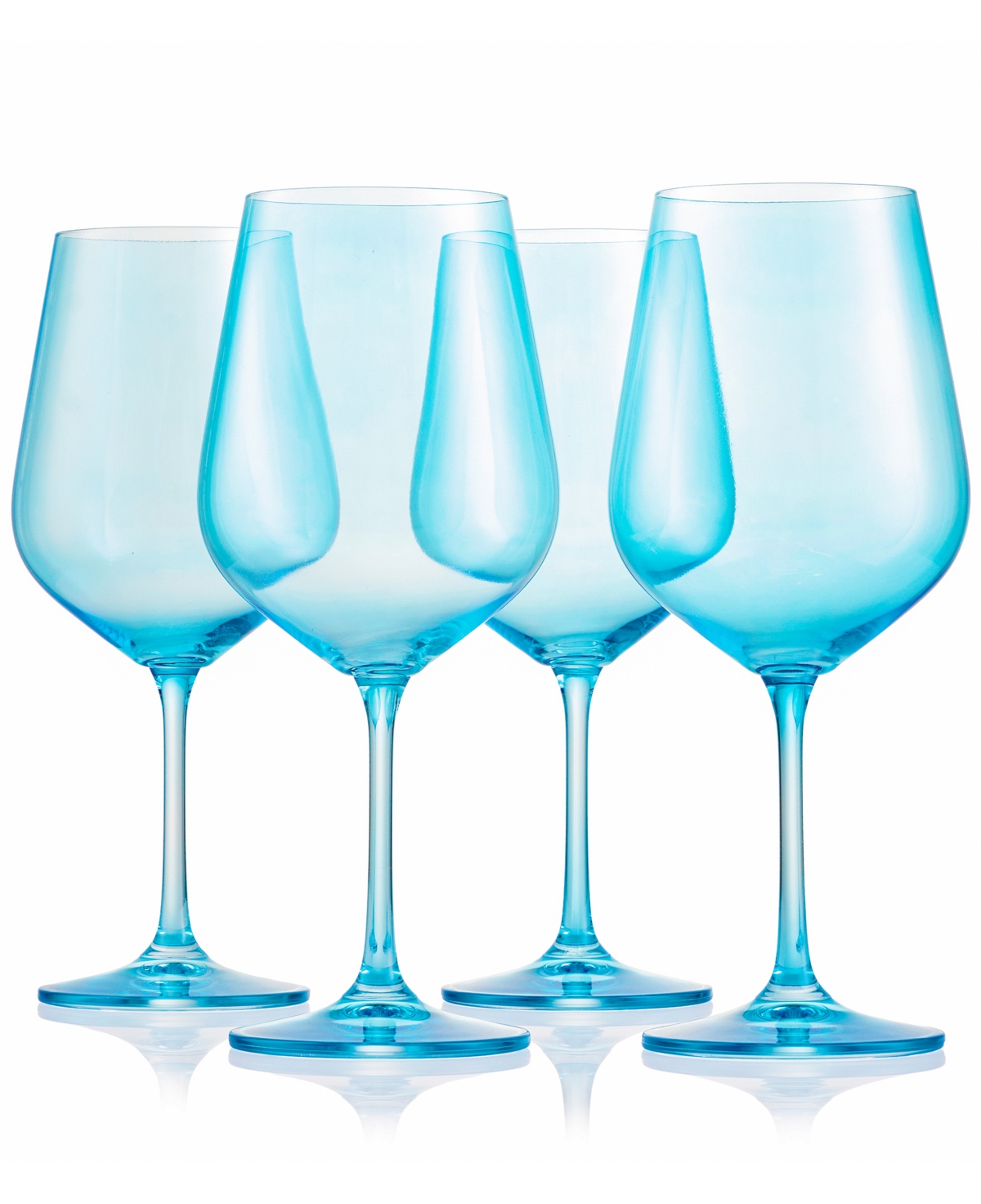 Godinger Sheer Blue Stemmed Wine Glasses, Set of 4(missing 1 piece)