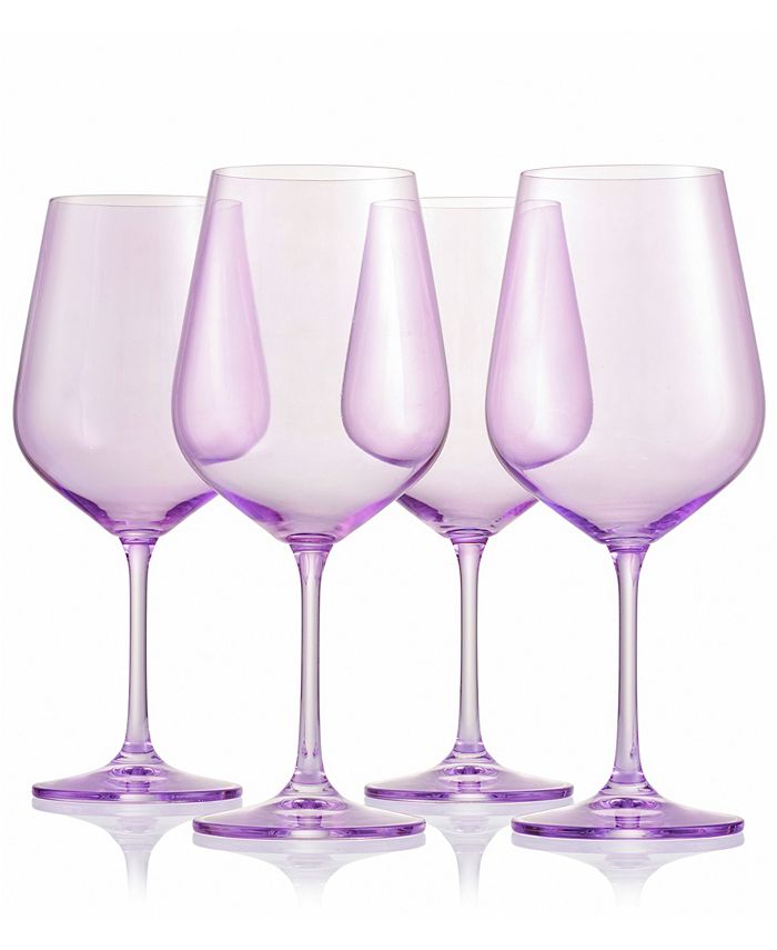 Pair of Small Purple with Clear Stem Stem Martini Glasses 5.5 Tall
