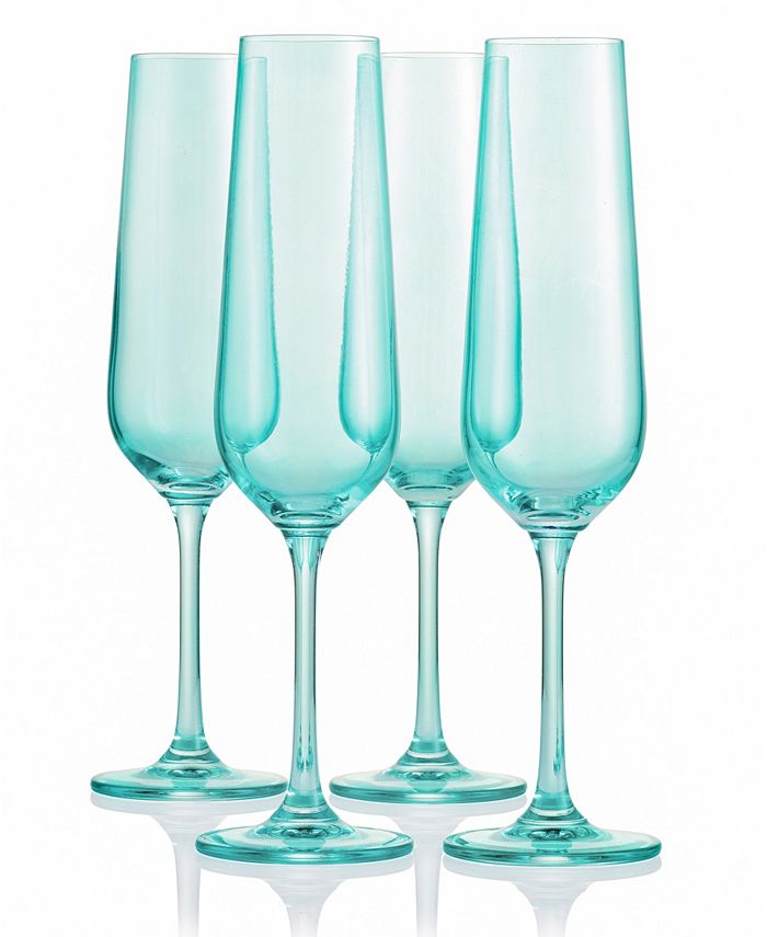 Godinger Sheer Green Champagne Flutes, Set of 4 Macy's