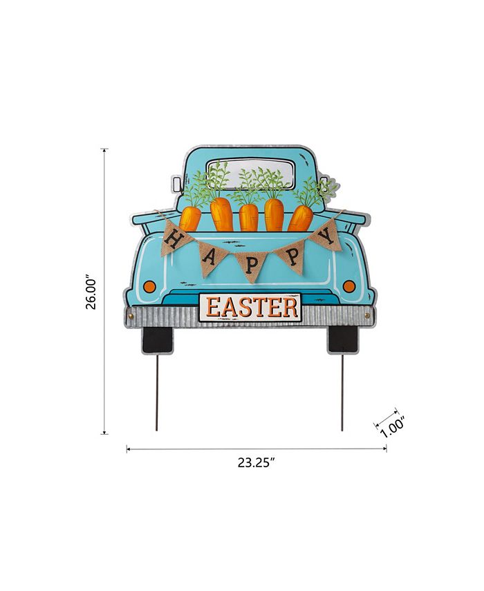 Glitzhome 26"H Easter Metal Truck Yard Stake or Wall Décor or Standing