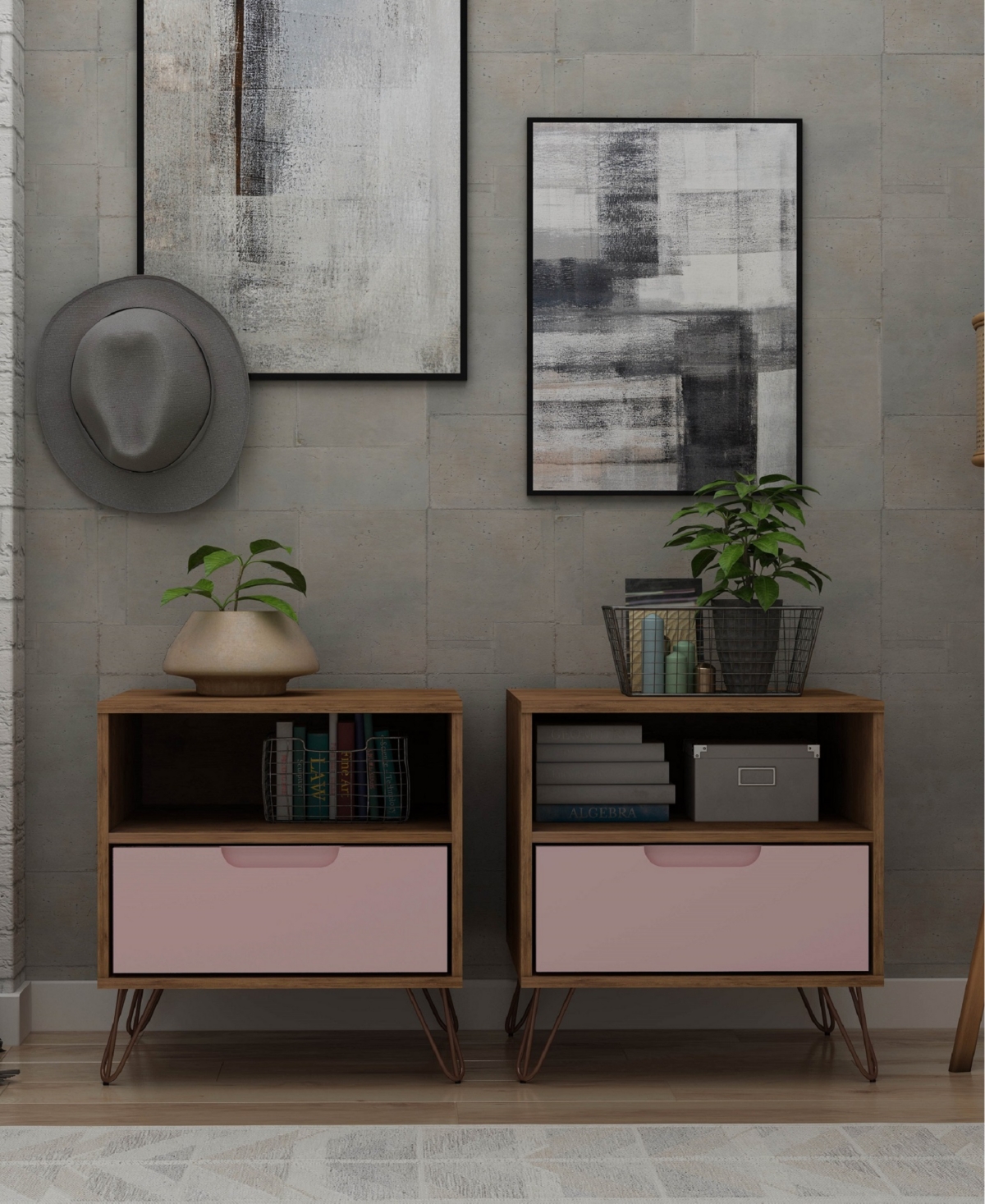 Rockefeller Nightstand 1.0, Set of 2 - Rose Pink