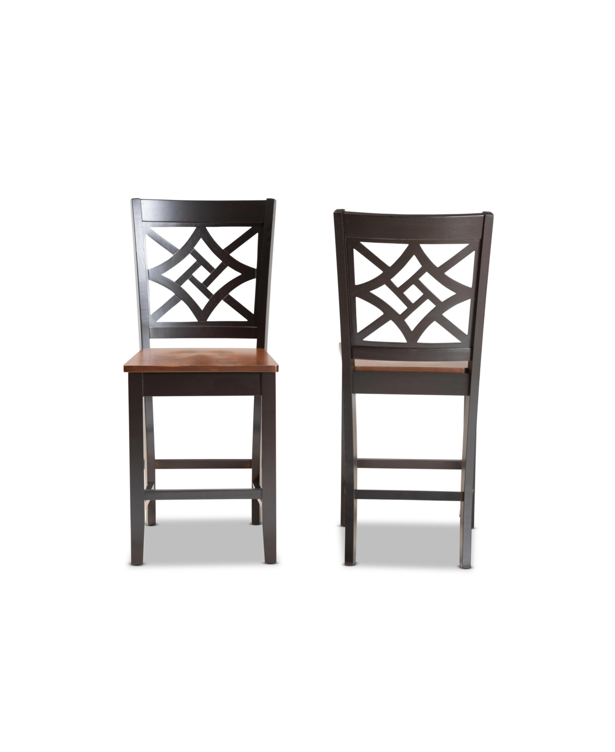Nicolette Modern and Contemporary Wood Counter Stool Set, 2 Piece - Walnut Brown