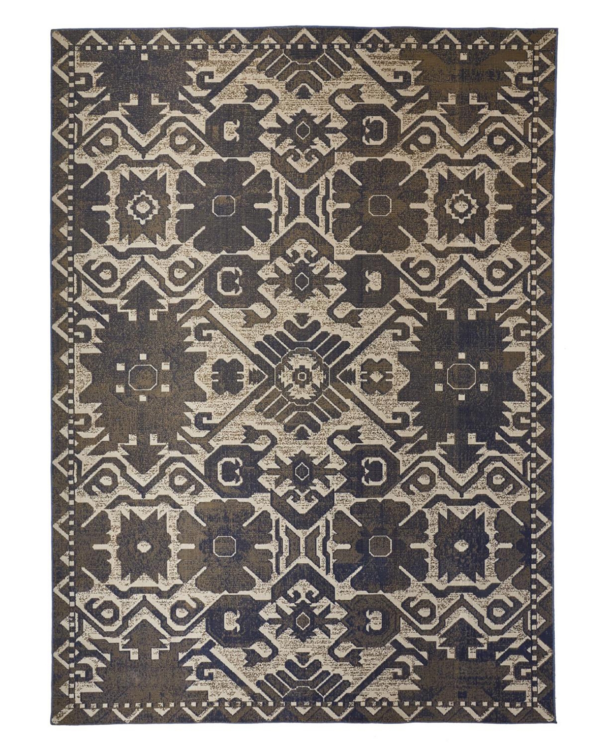 Simply Woven Foster R3758 5' X 8' Area Rug In Beige,blue