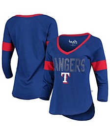 Women's by Alyssa Milano Royal Texas Rangers Ultimate Fan 3/4 Sleeve Raglan V-Neck T-shirt