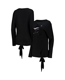Women's Threads Black Miami Marlins Hacci Tunic Long Sleeve T-shirt