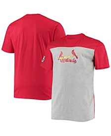 Men's Branded Red and Heathered Gray St. Louis Cardinals Big and Tall Colorblock T-shirt