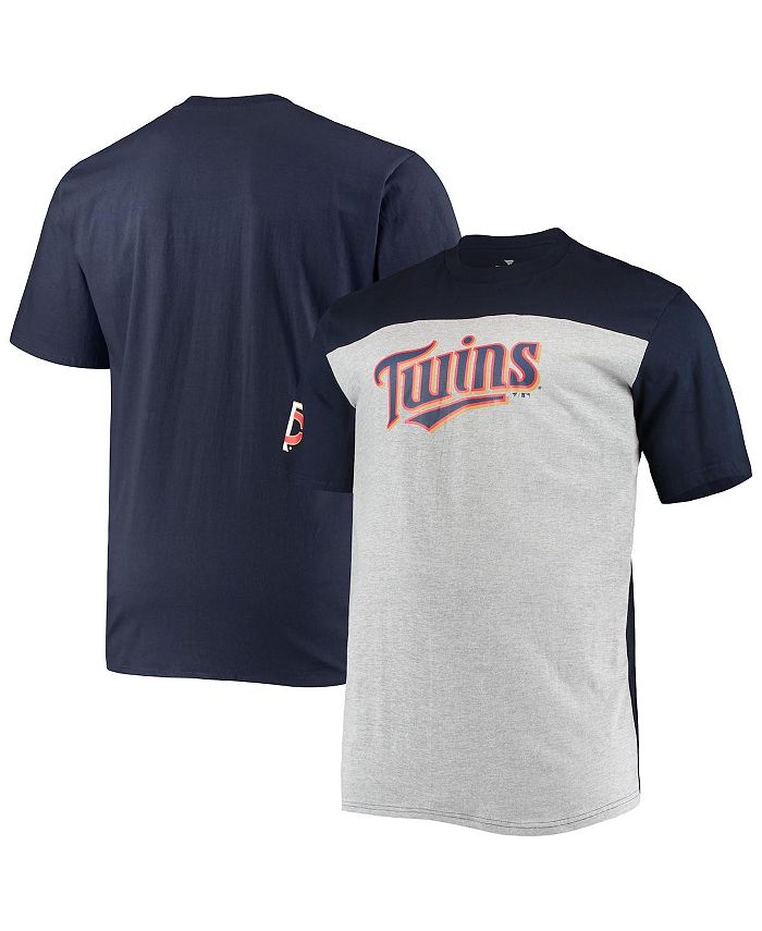 Fanatics Men's Branded Navy and Heathered Gray Minnesota Twins Big and Tall  Colorblock T-shirt - Macy's