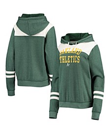 Women's Heathered Green, White Oakland Athletics Colorblock Tri-Blend Pullover Hoodie