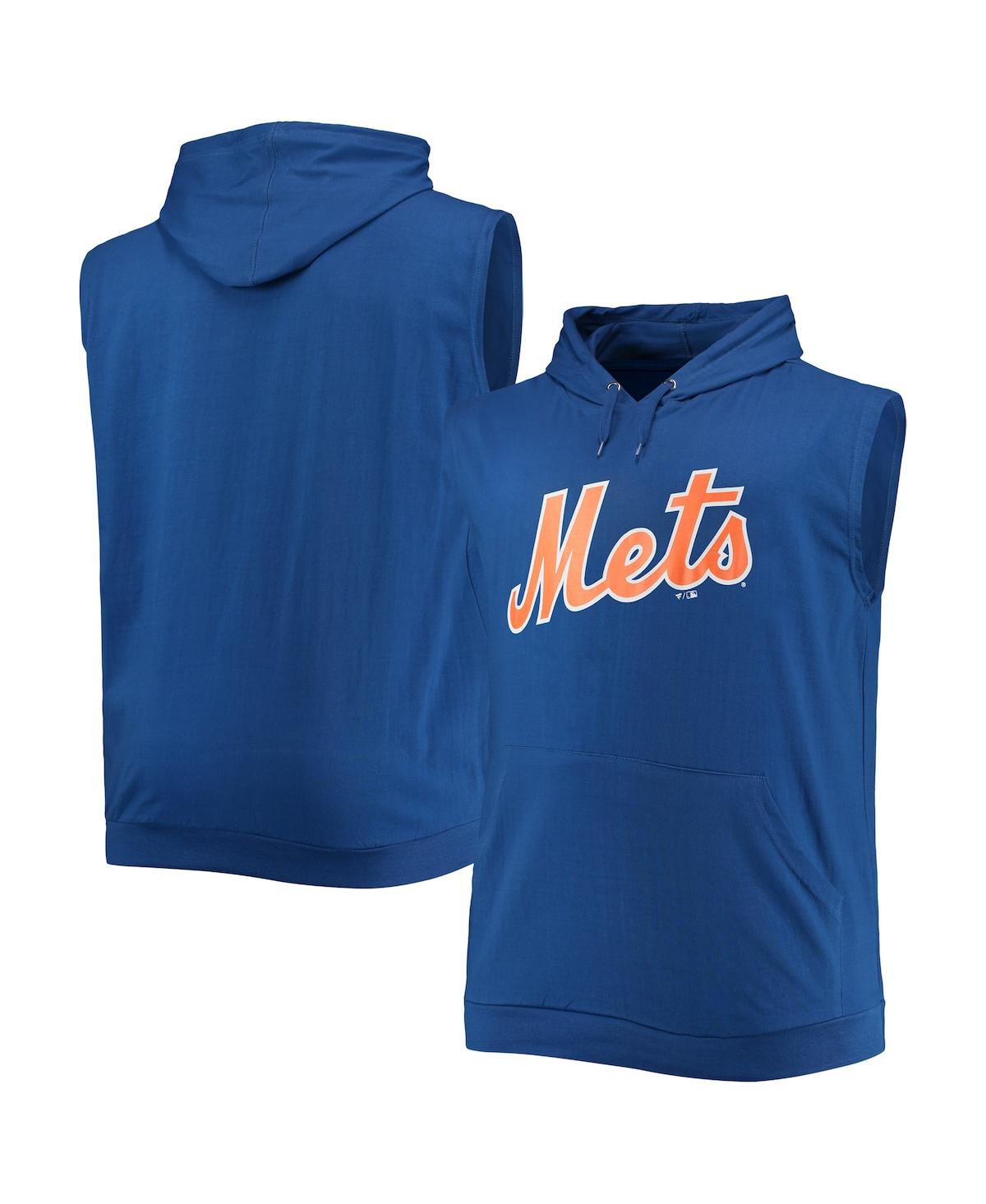 PROFILE MEN'S ROYAL NEW YORK METS JERSEY MUSCLE SLEEVELESS PULLOVER HOODIE