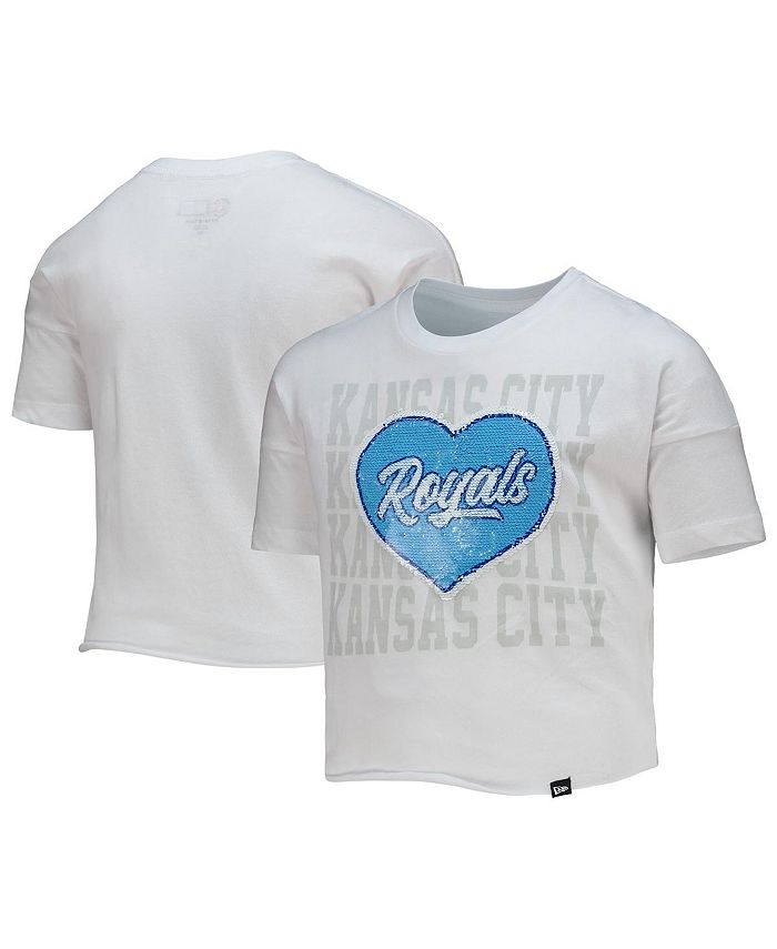 New Era Big Girls White Kansas City Royals Flip Sequin Heart Crop Top -  Macy's