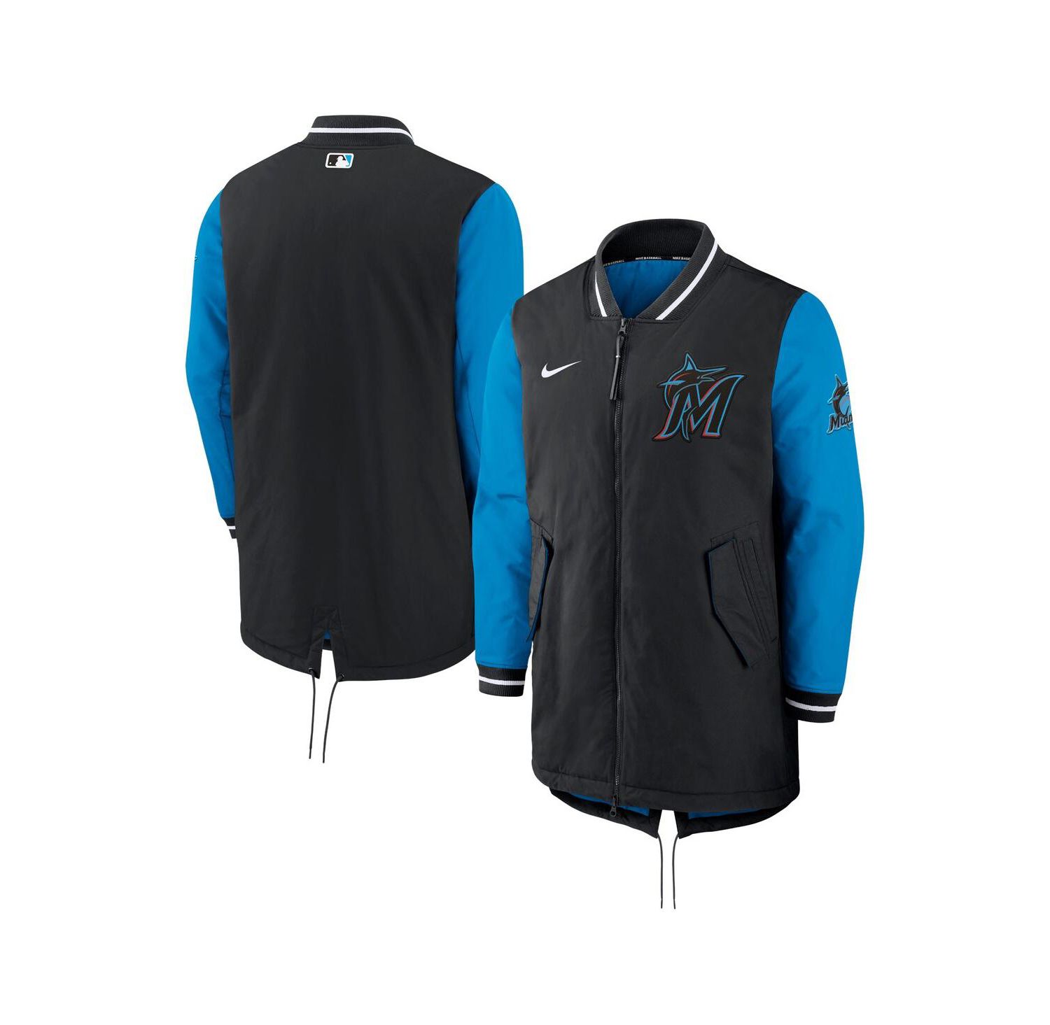 Men's Black Miami Marlins Dugout Performance Full-Zip Jacket