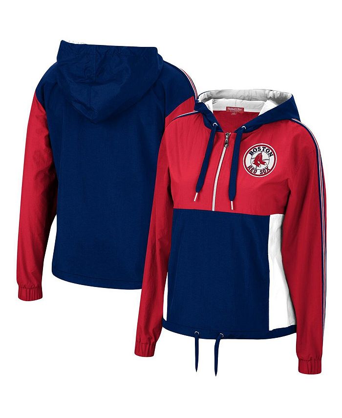 Women's Mitchell & Ness Red/Navy Boston Red Sox Half-Zip Windbreaker Jacket