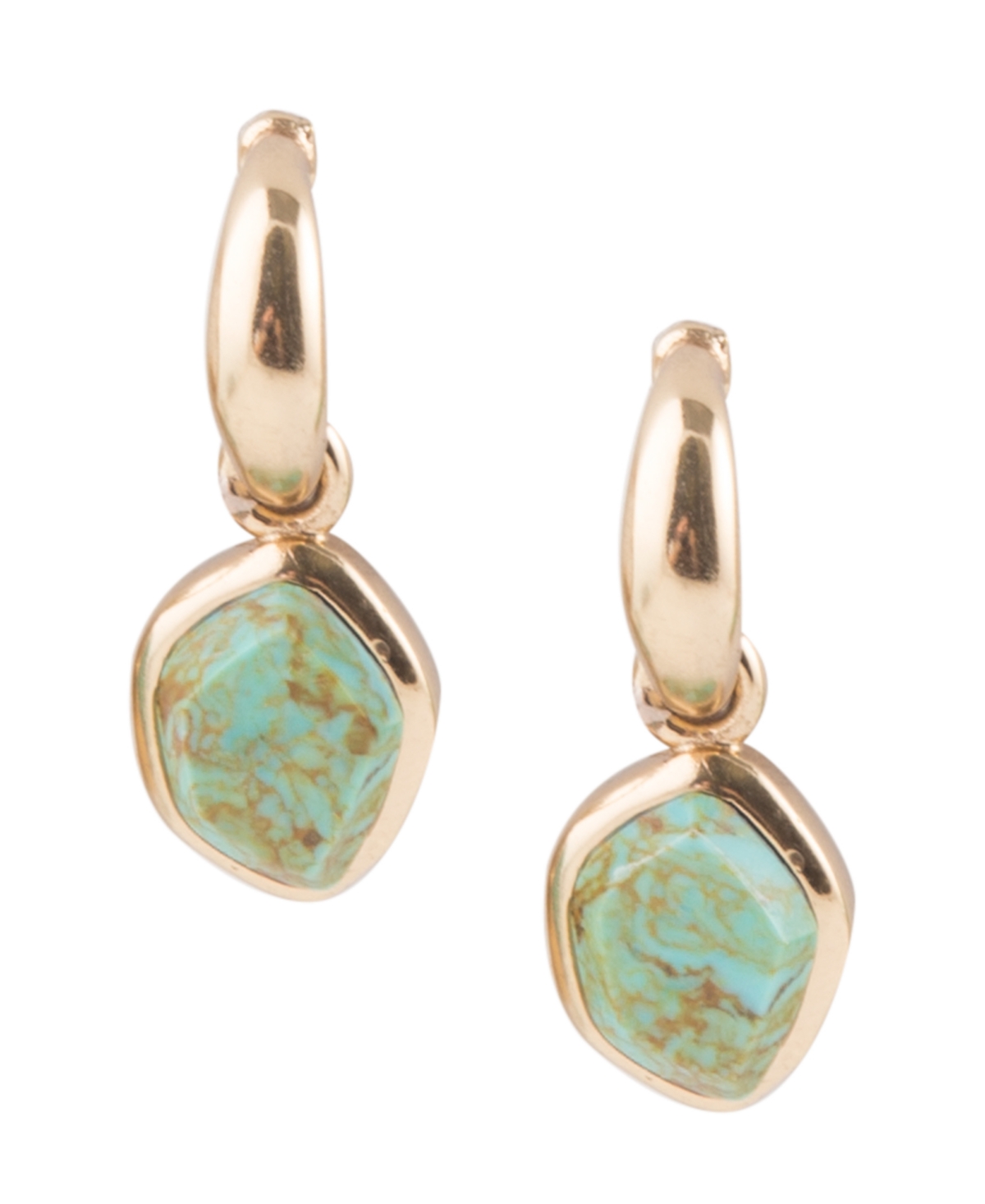 Bold Bronze and Genuine Turquoise Drop Earrings - Turquoise