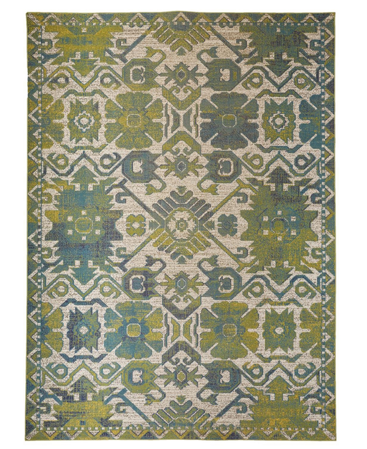Simply Woven Foster R3758 5' X 8' Area Rug In Green,blue