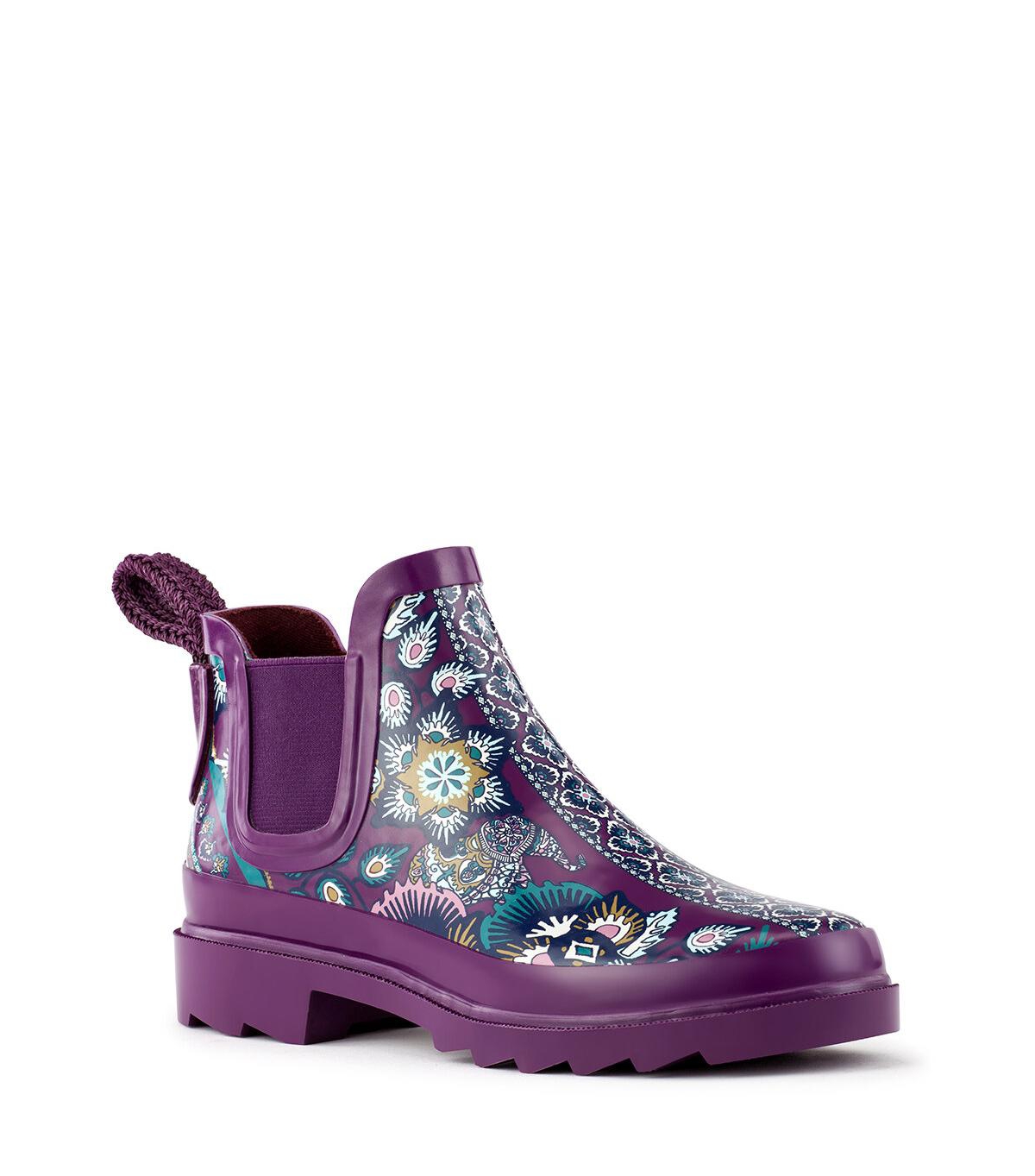 Women's Rhyme Rubber Ankle Rain Booties - Crimson Enchanted Forest