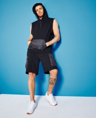 Royalty by Maluma - Men's Relaxed-Fit Mixed-Media Sleeveless Hoodie