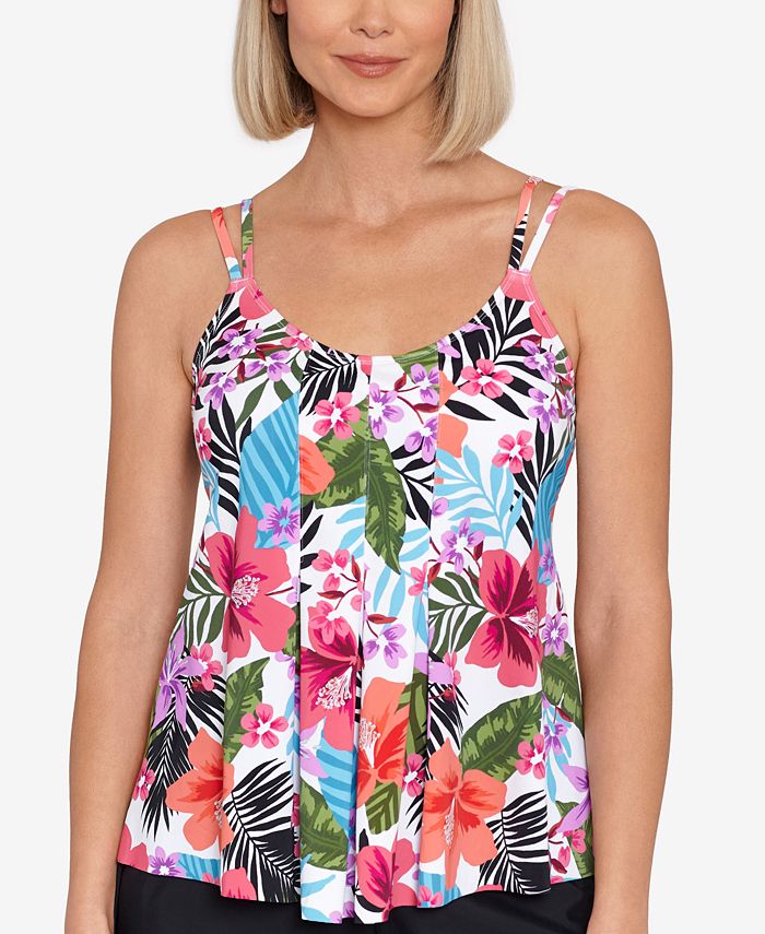 Swim Solutions Women's Pleat-Front Tankini Top, Created For Macy's - Macy's