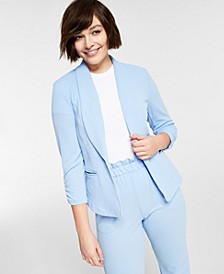 Knit-Crepe Ruched-Sleeve Blazer, Created for Macy's