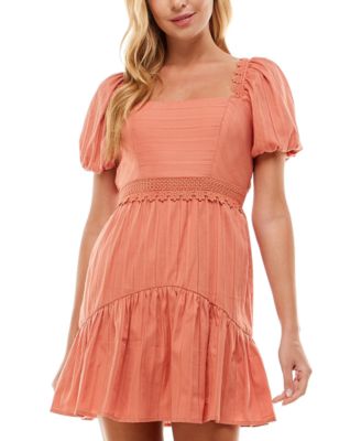 City Studios - Juniors' Cotton Lace-Trimmed Dress
