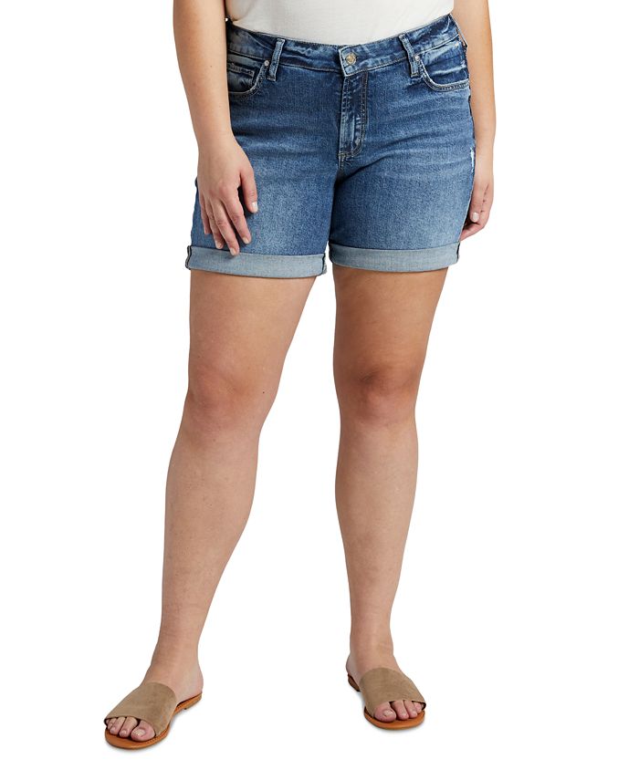 Silver jean shorts plus size online