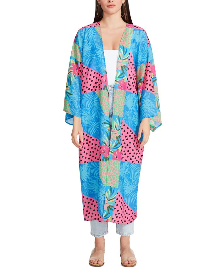 Steve Madden Tropical Patchwork Printed Maxi Kimono - Macy's