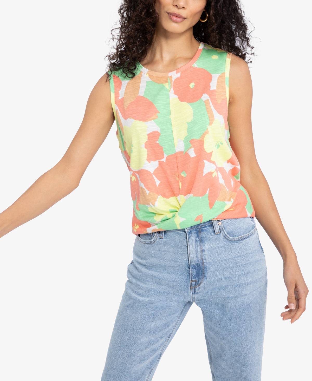 Sanctuary Women's Floral-print Twist-front Tank Top In Flower Burst