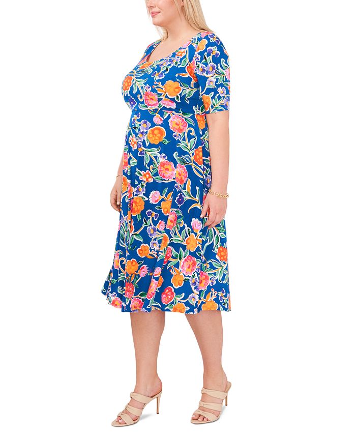 Msk Plus Size Floral Print Midi Dress Macys 0051