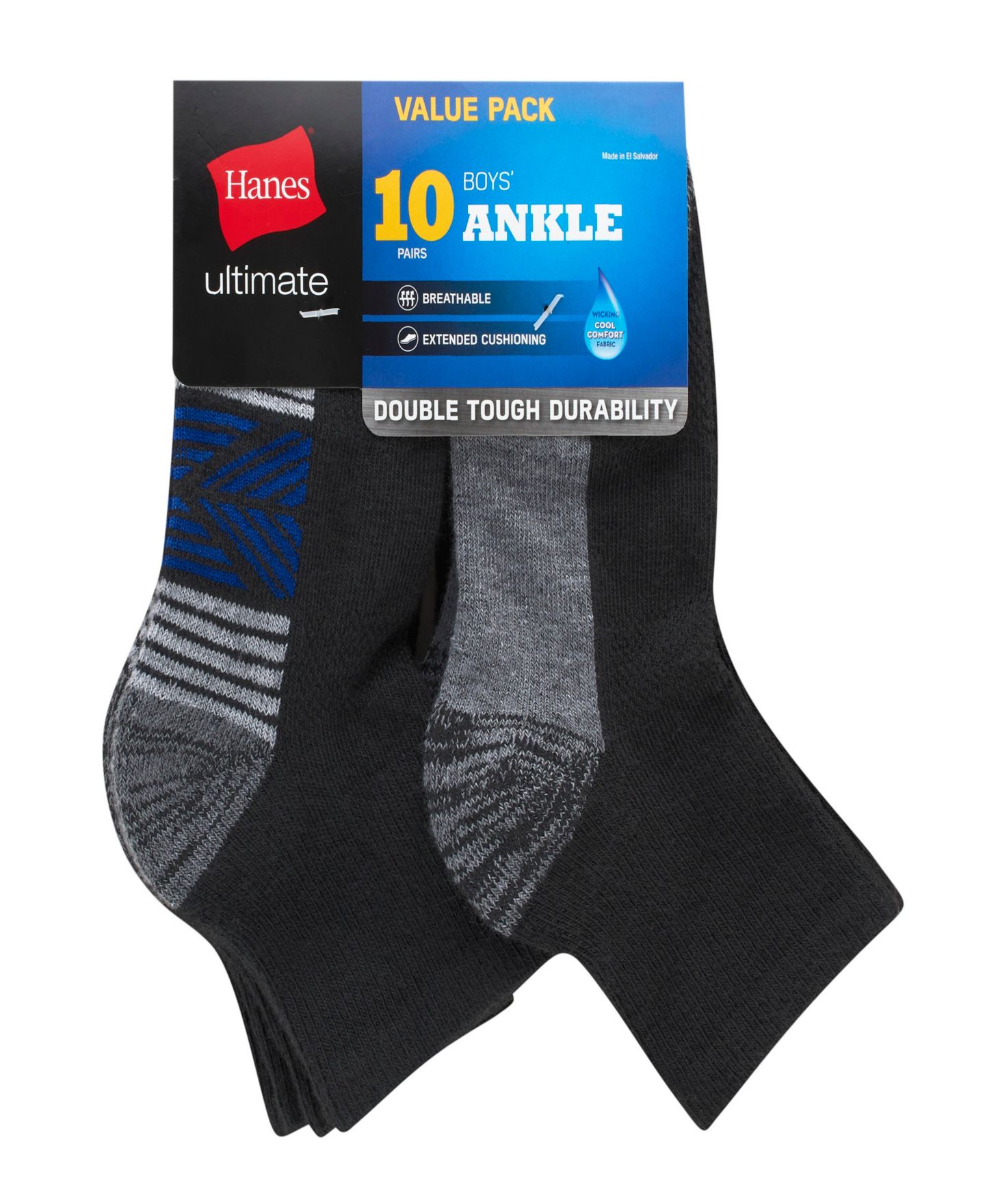 Носки Ultimate, низкие, 10 шт. — Hanes, цвет: Чёрный / Красный — фото 2