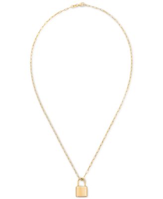 Padlock Paperclip 18" Pendant Necklace in 10k Gold