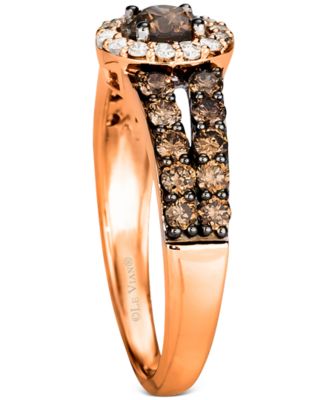 Chocolate Diamond (1 ct. t.w.) & Nude Diamond (1/8 ct. t.w.) Halo Ring in 14k White, Yellow or Rose Gold
