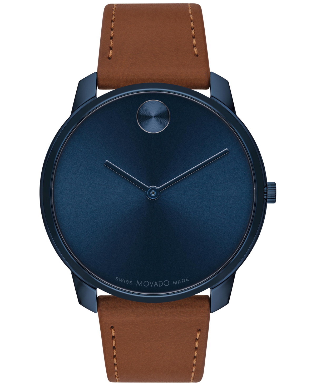 Movado Men's Swiss Bold Brown Nappa Leather Strap Watch 42mm In Blue