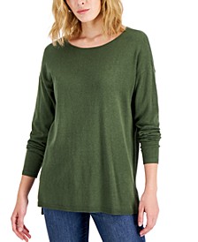 Women's Step-Hem Long Sleeve Boatneck Sweater, Created for Macy's