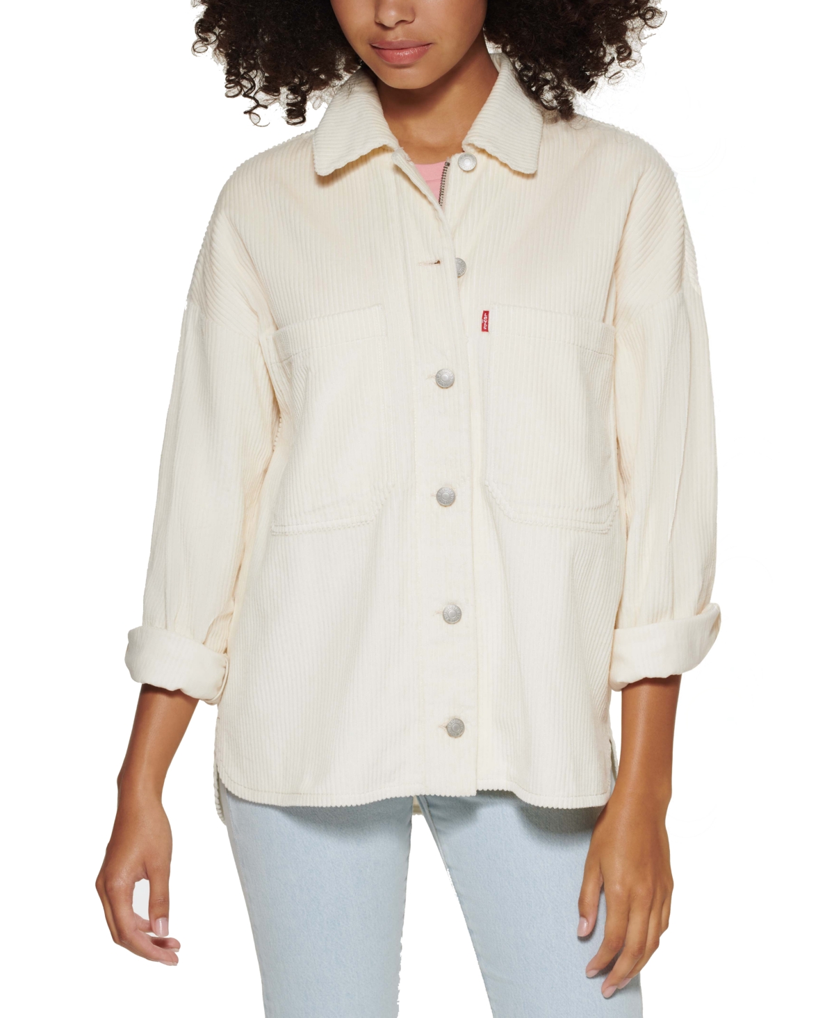 Shop Levi's Women's Zip-front Lined Oversized Shacket In Buttercream