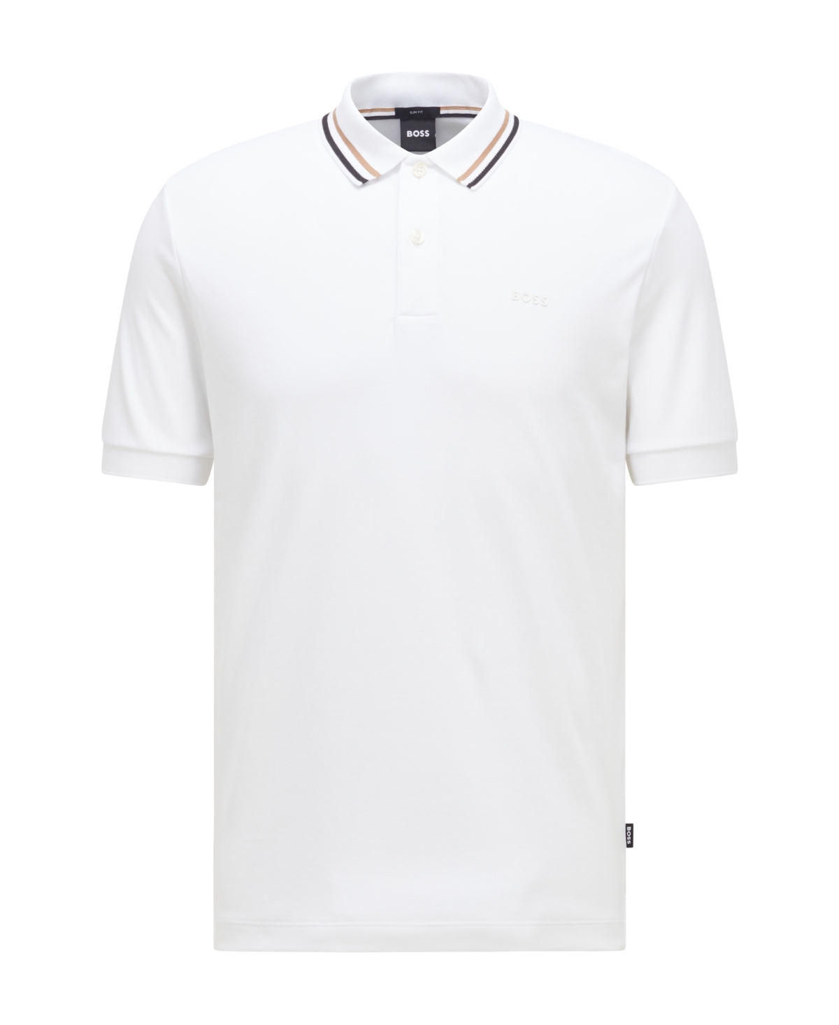 Hugo Boss Boss By  Men's Slim-fit Striped Collar Polo In White