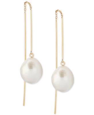 Macy's - Cultured Freshwater Baroque Pearl (10mm) Threader Drop Earrings