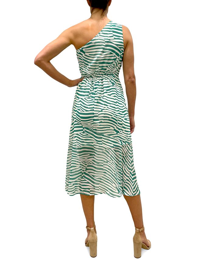 One Shoulder Zebra Print Dress