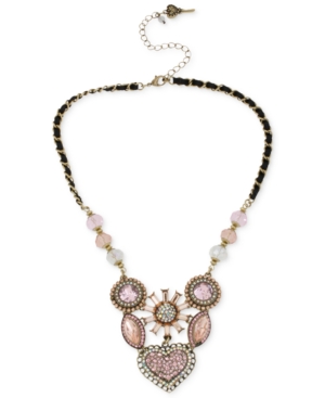 image of Betsey Johnson Gold-Tone Crystal Gem Cluster Frontal Necklace