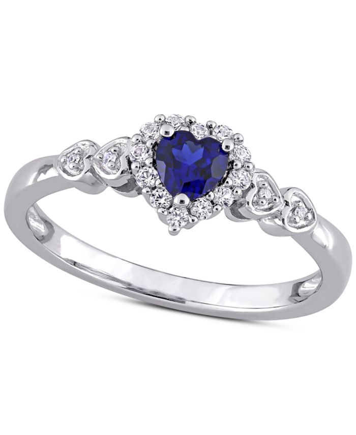 Lab-Grown Blue Sapphire (1/4 ct. t.w.), Lab-Grown White Sapphire (1/8 ct.