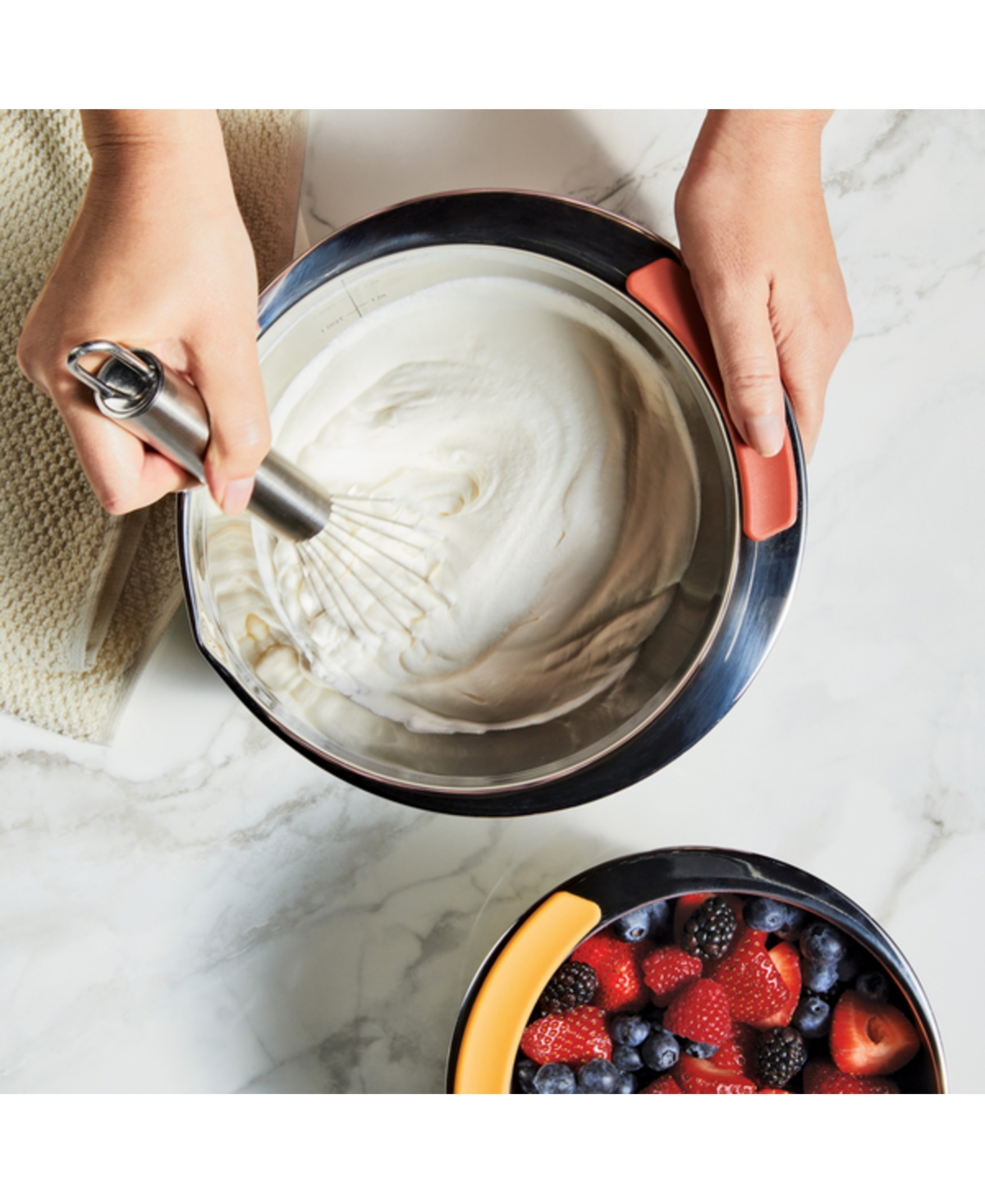 Ayesha Curry Pantryware 3-Pc. Stainless Steel Nesting Mixing Bowls Set - Stainless Steel With Color Accent Handle