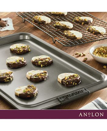 Anolon Advanced Nonstick Bakeware Baking Sheet And Cooling Rack Set,  11-Inch X 17-Inch, Gray