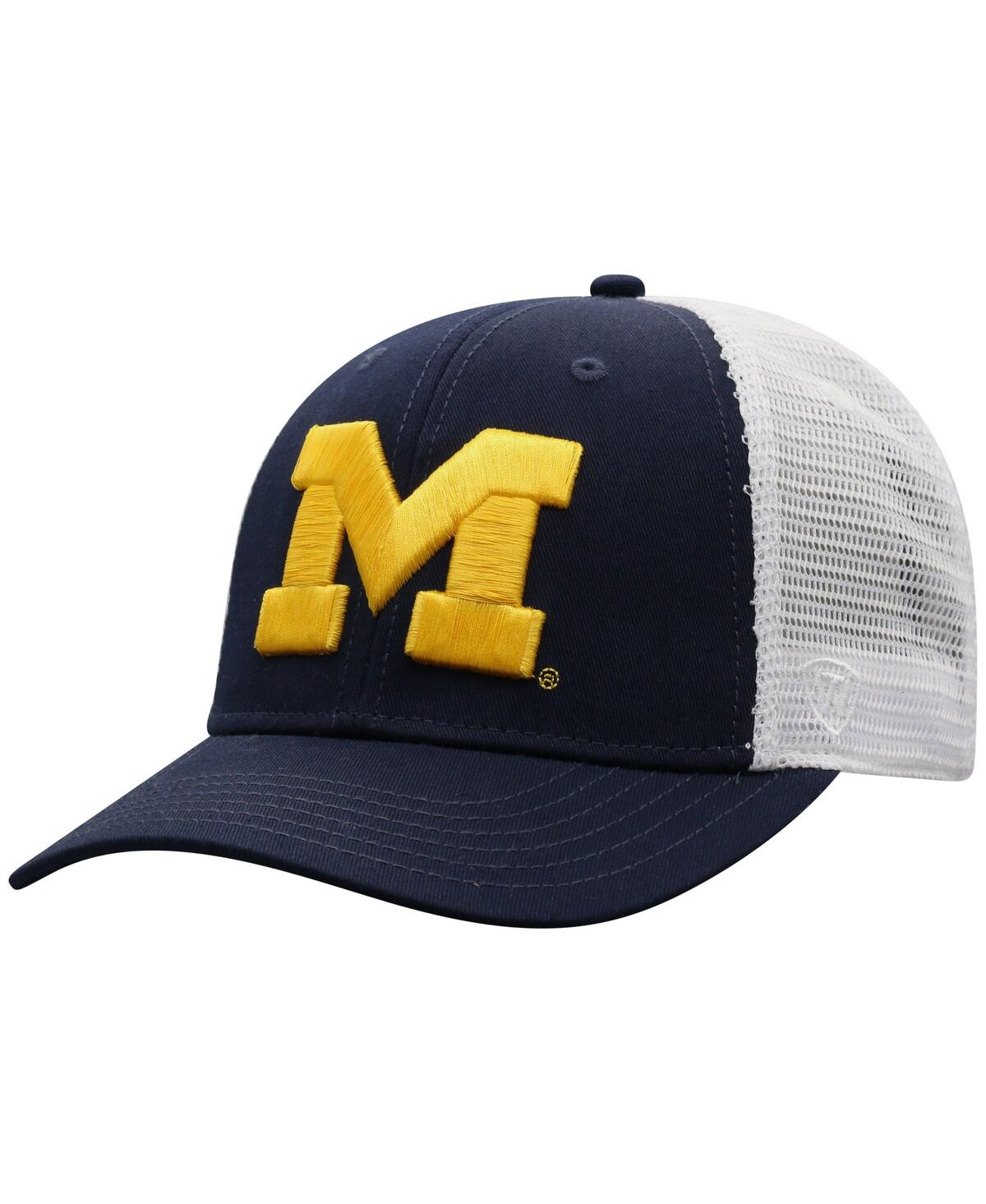 Top Of The World Men's  Navy, White Michigan Wolverines Trucker Snapback Hat In Navy,white